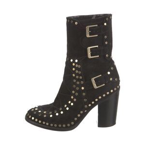Laurence Dacade Paris black leather suede studded buckle boots size 37